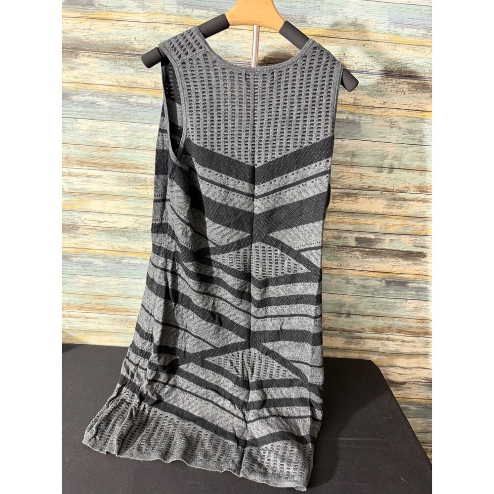 Mossimo Sweater Dress XXL Grey Black Excellent Geometric Pointelle Knit V-Neck - Picture 4 of 4